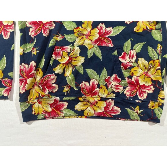 Polo Ralph Lauren Mens Floral Cotton Spa Terry Hoodie Pullover Sweatshirt Blue L - Picture 3 of 13